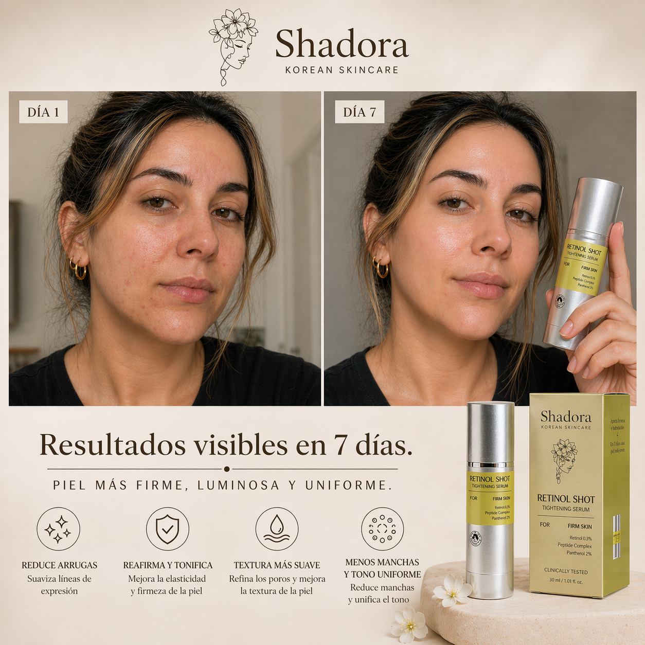 Shadora Retinol Shot™ – Sérum Reafirmante Intensivo